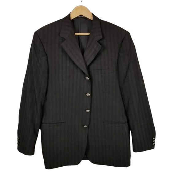 Versace Classic V2 Men's Black Monochromatic Striped Blazer Jacket Size 50R - Picture 1 of 8